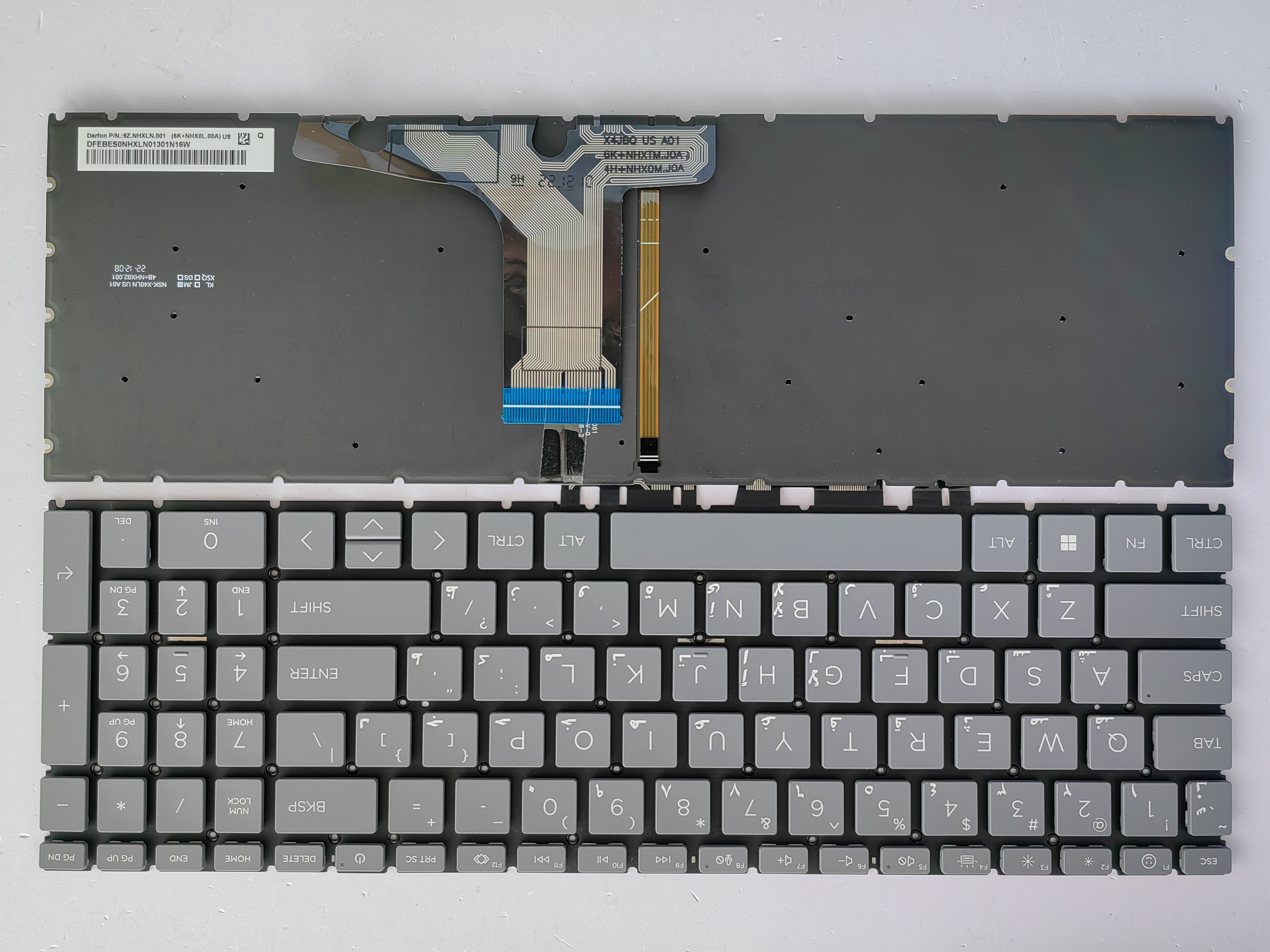 Picture of New Replacement Laptop Keyboard For HP 15-FC/15-FD Grey Backlit (OEM) AR Layout